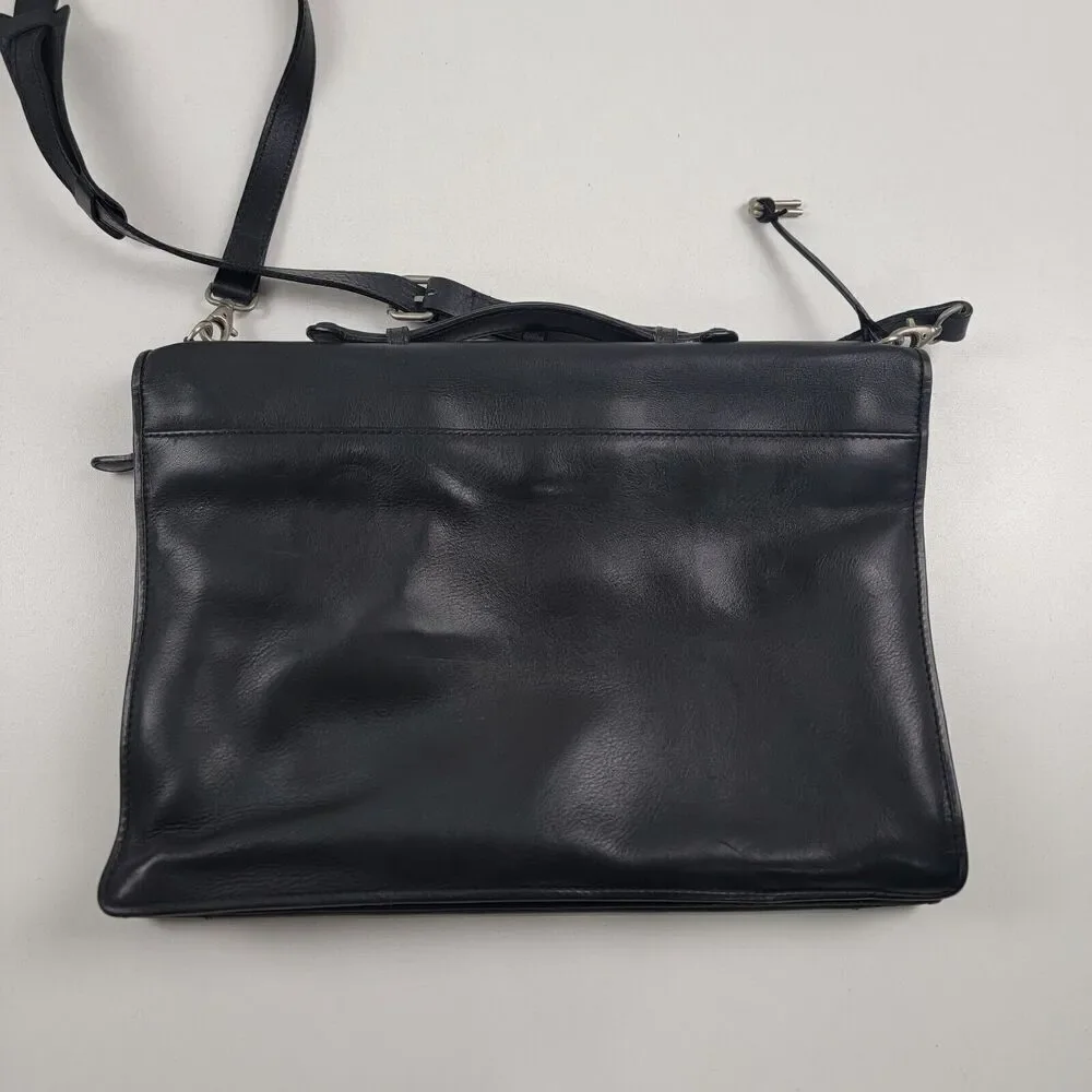 Cole Haan‎ Collection Black Leather Briefcase Messenger Bag Lawyer Bag Italy